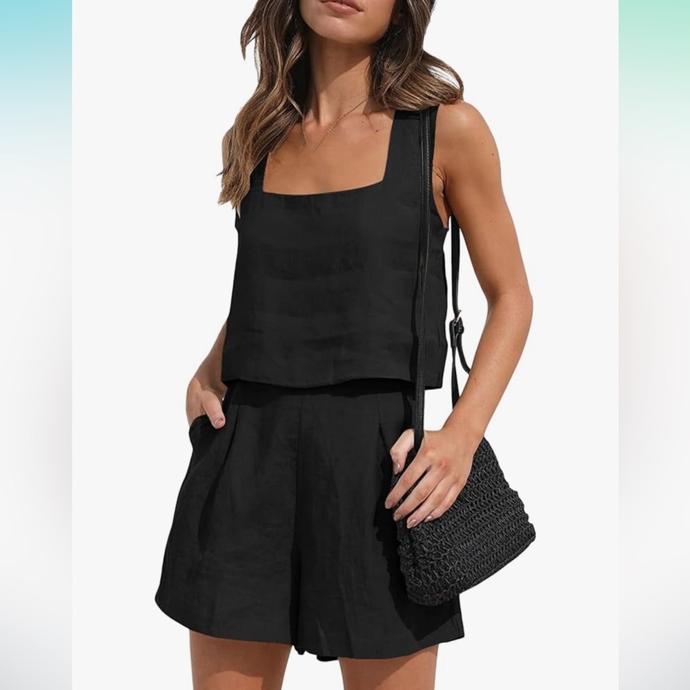 Black tank + shorts set J031